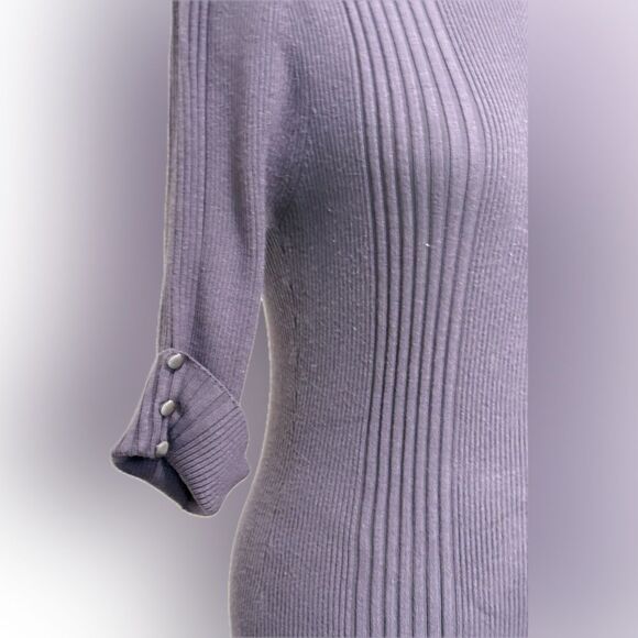 Questions by Say What? Ribbed Knit Sweater with Buttoned Sleeves, Size Medium - Picture 3 of 6